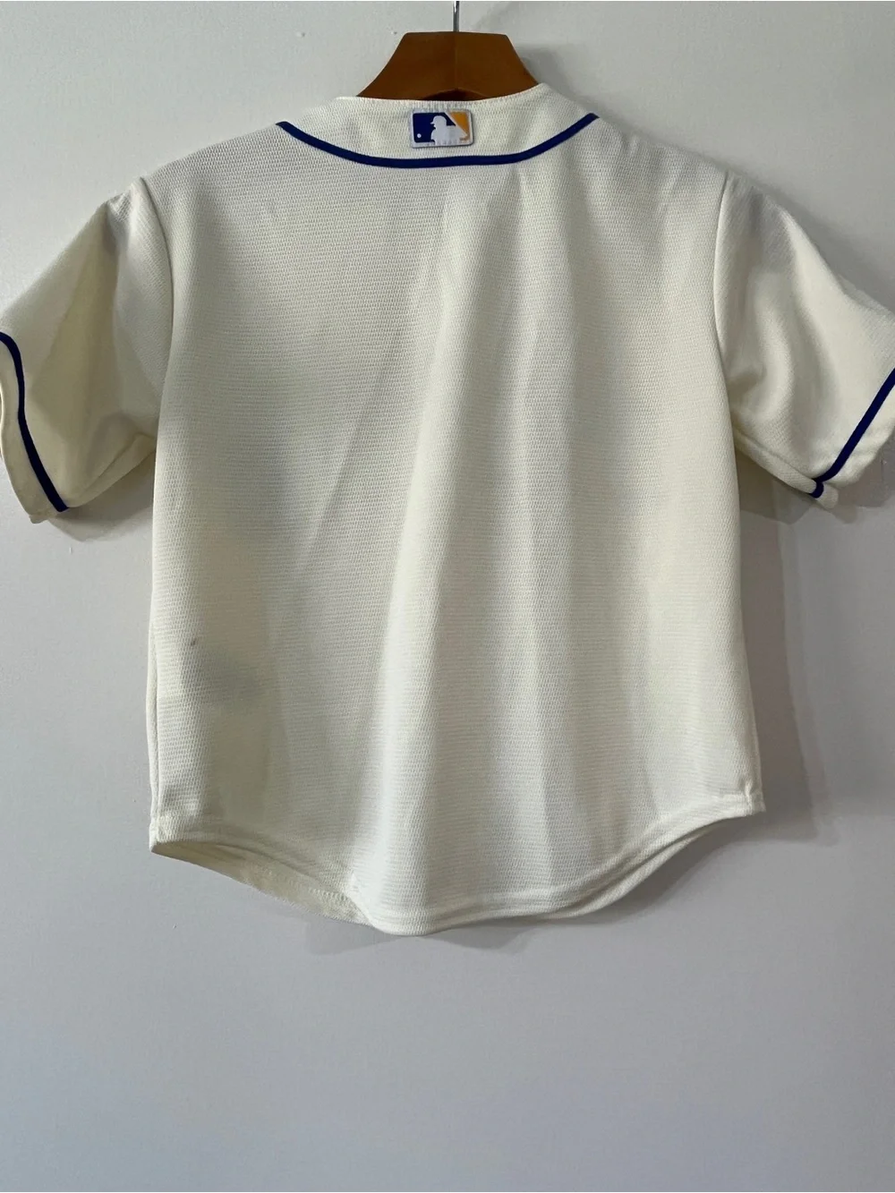 Majestic Kids Cream and Navy Seattle Mariners Jersey